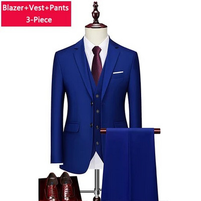 M-6XL ( jakna + prsluk + hlače ) Boutique Pure Colour muško poslovno formalno odijelo 3-dijelni komplet i dvodijelni set vjenčanica za mladoženje