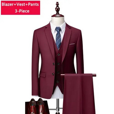 M-6XL ( jakna + prsluk + hlače ) Boutique Pure Colour muško poslovno formalno odijelo 3-dijelni komplet i dvodijelni set vjenčanica za mladoženje