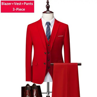 M-6XL ( jakna + prsluk + hlače ) Boutique Pure Colour muško poslovno formalno odijelo 3-dijelni komplet i dvodijelni set vjenčanica za mladoženje