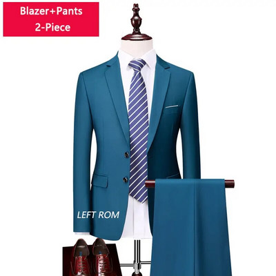 M-6XL ( jakna + prsluk + hlače ) Boutique Pure Colour muško poslovno formalno odijelo 3-dijelni komplet i dvodijelni set vjenčanica za mladoženje
