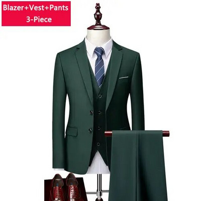 M-6XL ( jakna + prsluk + hlače ) Boutique Pure Colour muško poslovno formalno odijelo 3-dijelni komplet i dvodijelni set vjenčanica za mladoženje