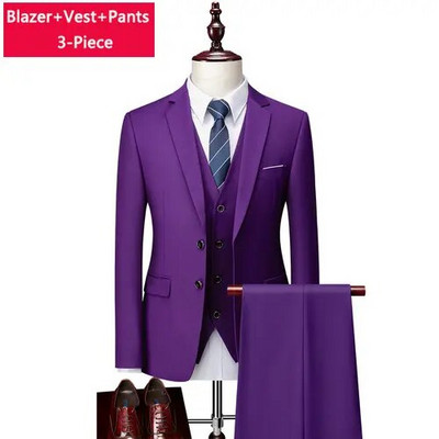 M-6XL ( jakna + prsluk + hlače ) Boutique Pure Colour muško poslovno formalno odijelo 3-dijelni komplet i dvodijelni set vjenčanica za mladoženje