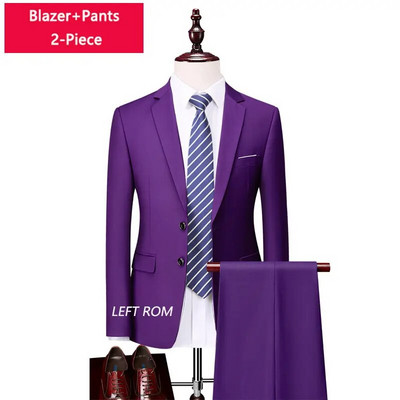 M-6XL ( jakna + prsluk + hlače ) Boutique Pure Colour muško poslovno formalno odijelo 3-dijelni komplet i dvodijelni set vjenčanica za mladoženje