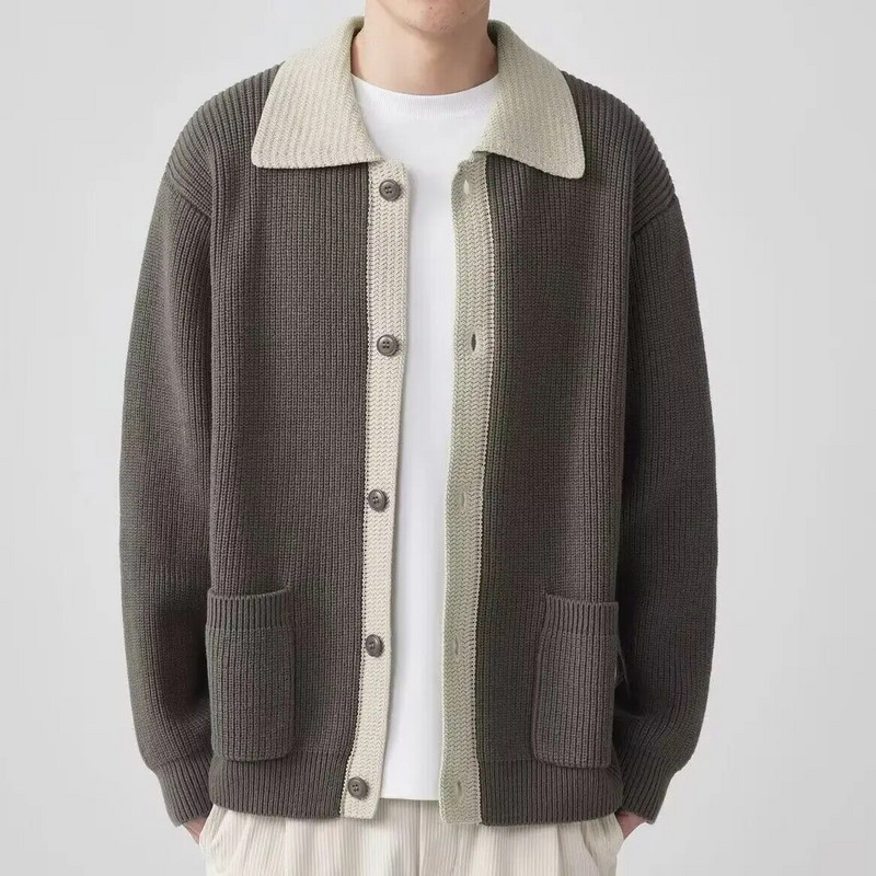 Pulover Kaput Muški široki kroj Engleski stil Jesen Zima Pleteni kardigan Kaputi Muška modna pletenina Vintage casual stil C99