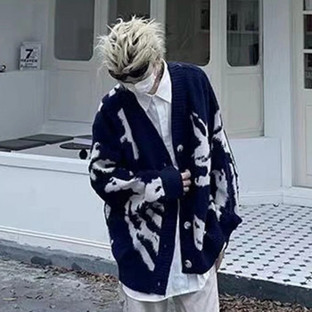 Американска винтидж флокирана жилетка, плетен пуловер, мъжко облекло, широки големи зимни жилетки, палта Y2k хип-хоп улично облекло