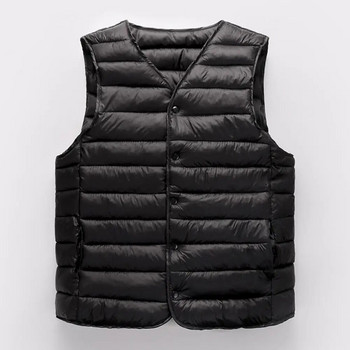 Ανδρικό ανάλαφρο παλτό Κομψό ανδρικό χειμωνιάτικο γιλέκο με επένδυση V παλτό λαιμόκοψης Ζεστή αντιανεμική ζακέτα για Casual Plus Size Fashion Men