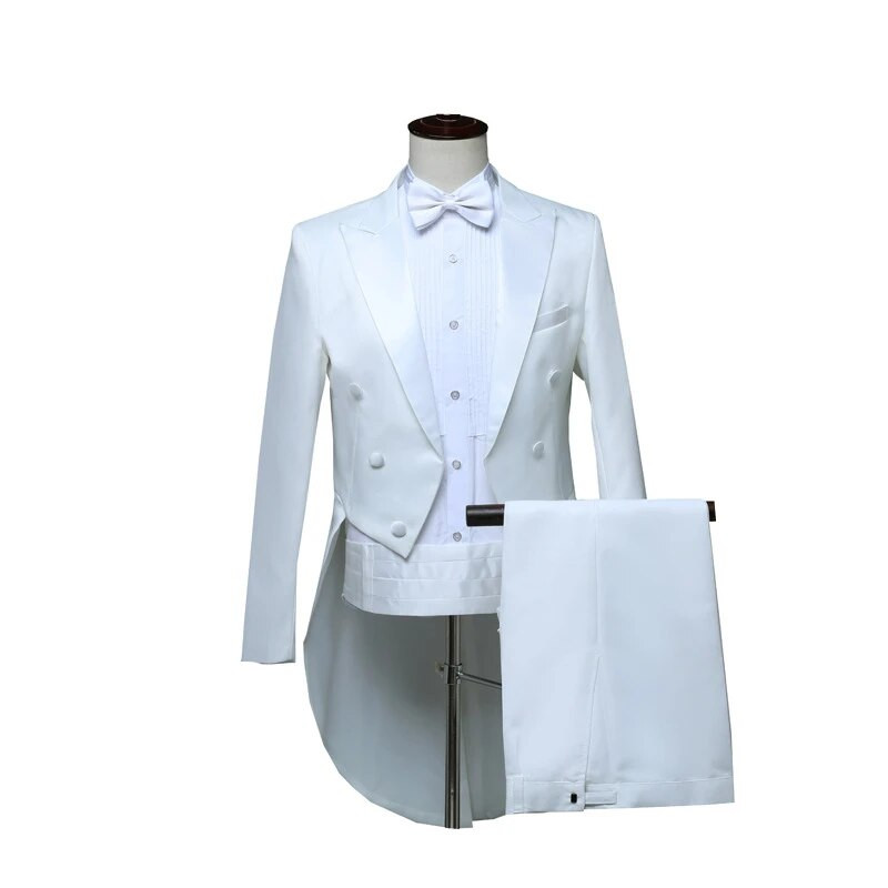 Meeste smoking frakk pidulik kleit ülikonnad pääsukese sabamantel Meresinine meeste jope ja püksid, pulmade tantsu võluetendus