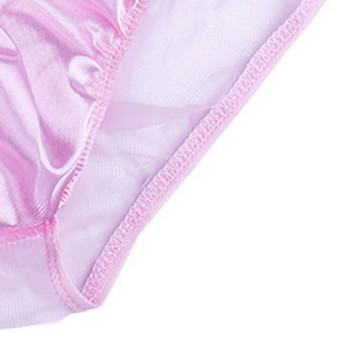 Sissy Panties Men 2022 Hot Mesh Saten Pink Briefs Sexy Perspective Panties Ниска талия Дишащи бикини Изпъкнали долни гащи