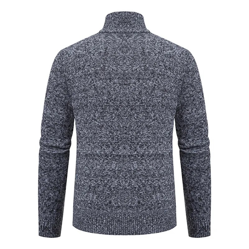 Naujas žieminis storas šiltas megztinis Vyriškas išmanus laisvalaikis megztas megztinis striukės vyriškos plonos vienspalvės stovo apykaklės mezgimo megztinis