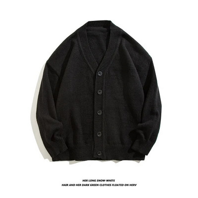 Jesen Zima Muški ležerni kardigan veste s V-izrezom Jednobojna gornja odjeća dugih rukava Muški široki pleteni kaputi s jednim kopčanjem