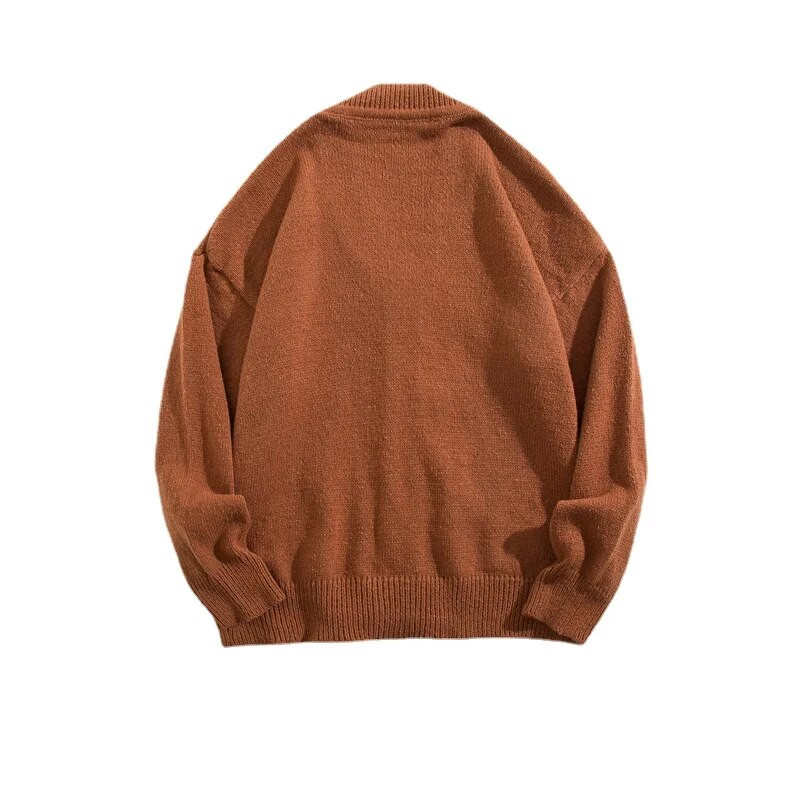 Jesen Zima Muški ležerni kardigan veste s V-izrezom Jednobojna gornja odjeća dugih rukava Muški široki pleteni kaputi s jednim kopčanjem