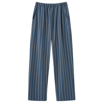 7XL-4XL ριγέ στάμπα Sleep Bottom Ανδρικό βαμβακερό μακρύ παντελόνι Αρχική Πιτζάμες Μαλακή Άνοιξη Φθινοπωρινό ελαστικό παντελόνι μέσης Casual Sleepwear