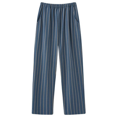 7XL-4XL Dryžuotas spausdinimas Sleep Bottom Vyriškos medvilnės ilgos kelnės namų pižamos Minkštos pavasario rudeninės elastinės juosmens kelnės Laisvalaikio miegui