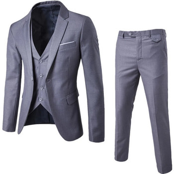 Ανδρικό Κλασικό σετ 3 τεμαχίων Γαμήλιες φόρμες για άντρες Λεπτό κοστούμι σακάκι παντελόνι γιλέκο κοστούμι για άνδρες σμόκιν Μονό στήθος Plus Szie S-6XL