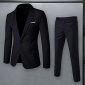 Vyriškų kelnių rinkinys Stilingas vyriškų verslo kostiumų rinkinys Atvartas Slim Fit Coat ilgos kelnės, skirtos darbo drabužiams iškilmingoms progoms Slim Fit kostiumo apranga