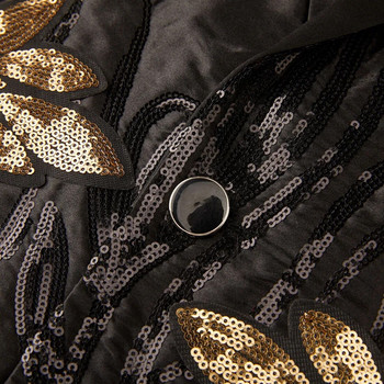 Χρυσές απλικέ Πολυτελής πούλιες ανδρικές φόρμες 2 τεμαχίων σετ μπουφάν με παντελόνι για γάμο