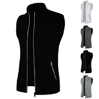 Mens Microfleece Gilet Bodywarmer Sleeveless Fleece Jacket Vest Body Warmer Soft Knit Fleece Collared Full Zip Coat Vests