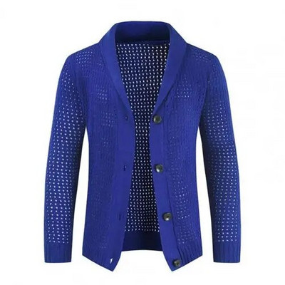 Negabaritinis megztinis vyriškas vienspalvis, apverčiamas apykakle, vienaeilis megztinis megztinis žieminiai megztiniai paltai, trikotažas