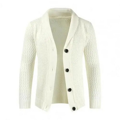 Negabaritinis megztinis vyriškas vienspalvis, apverčiamas apykakle, vienaeilis megztinis megztinis žieminiai megztiniai paltai, trikotažas