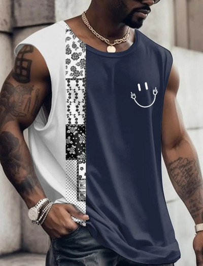3D Creative Retro Print Outdoor T Shirt Sports Style Casual Breathable Crew Neck Four Seasons Fitness Adult Men`s Tank Top