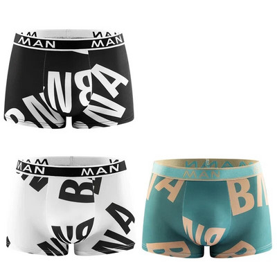 3db/tétel Fashion Férfi Bugyi Varrat nélküli betűnyomott alsónadrág Légáteresztő férfi fehérnemű Nagy méretű férfi boxer calzoncillo hombre