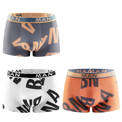 3db/tétel Fashion Férfi Bugyi Varrat nélküli betűnyomott alsónadrág Légáteresztő férfi fehérnemű Nagy méretű férfi boxer calzoncillo hombre