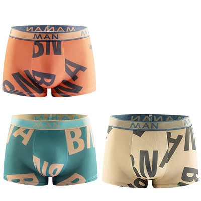 3db/tétel Fashion Férfi Bugyi Varrat nélküli betűnyomott alsónadrág Légáteresztő férfi fehérnemű Nagy méretű férfi boxer calzoncillo hombre