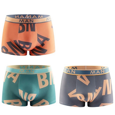 3db/tétel Fashion Férfi Bugyi Varrat nélküli betűnyomott alsónadrág Légáteresztő férfi fehérnemű Nagy méretű férfi boxer calzoncillo hombre