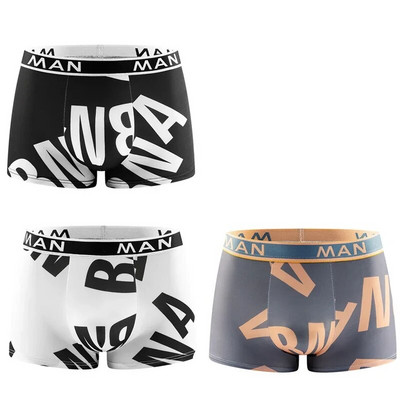 3db/tétel Fashion Férfi Bugyi Varrat nélküli betűnyomott alsónadrág Légáteresztő férfi fehérnemű Nagy méretű férfi boxer calzoncillo hombre
