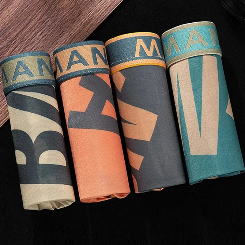 3db/tétel Fashion Férfi Bugyi Varrat nélküli betűnyomott alsónadrág Légáteresztő férfi fehérnemű Nagy méretű férfi boxer calzoncillo hombre