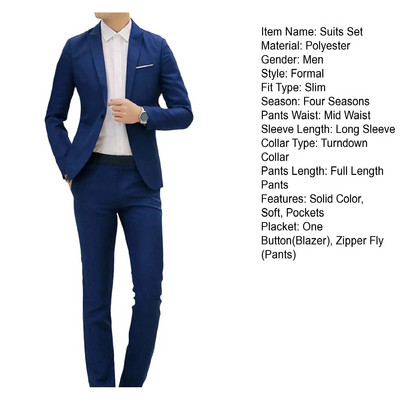 Striukė + kelnės, 2 dalių rinkinys / 2022 m. mada, nauja vyriška laisvalaikio parduotuvė verslo suknelė Vestuvinis jaunikis kostiumas paltas švarkas kelnės