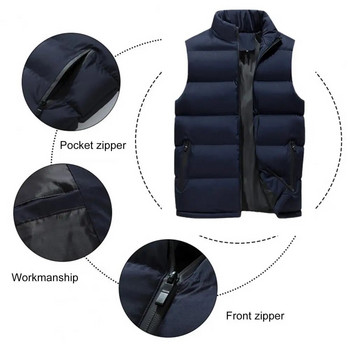 Дишащо модерно ветроустойчиво удебелено яке без ръкави Мъжко жилетка Палто с памучна подплата Streetwear