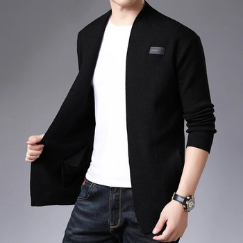 Най-висококачествена нова есенна марка Модна вълнена тънка плетена жилетка Мъжки японски пуловер Ежедневни палта Яке Мъжки дрехи 2023 г.