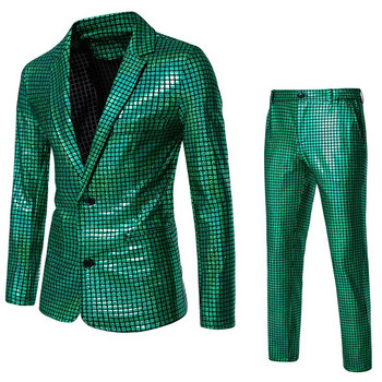 Μοντέρνο καινούργιο ανδρικό κοστούμι με παγιέτες Disco Cosplay Party Stage Nightclub Nightclub Shiny and Cool Performance Suit Set SizeS-3XL