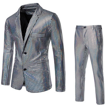 Μοντέρνο καινούργιο ανδρικό κοστούμι με παγιέτες Disco Cosplay Party Stage Nightclub Nightclub Shiny and Cool Performance Suit Set SizeS-3XL