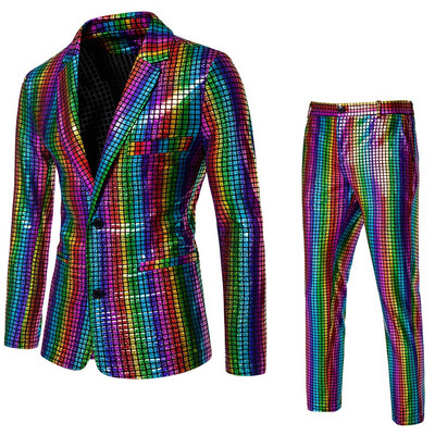 Moderno novo muško odijelo sa šljokicama, disko cosplay party, pozornica, noćni klub, sjajni i cool set odijela za nastupe veličina S-3XL