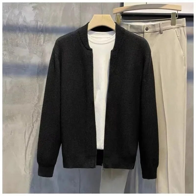 Muški Jesen Zima Ležerni pleteni džemper džemper Muški modni gornji kaput Kaput s patentnim zatvaračem Jednobojni samostojeći ovratnik Džemperi dugih rukava
