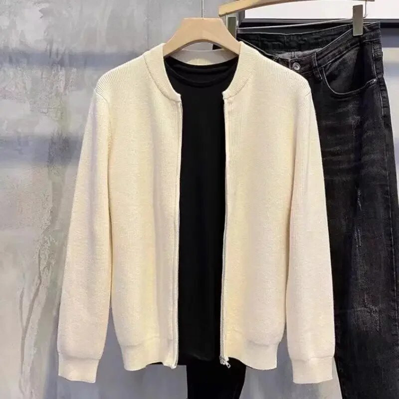 Muški Jesen Zima Ležerni pleteni džemper džemper Muški modni gornji kaput Kaput s patentnim zatvaračem Jednobojni samostojeći ovratnik Džemperi dugih rukava