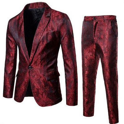 Muško klasično jacquard odijelo, set od 2 dijela, proljeće i ljeto, nova modna muška luksuzna smoking haljina za plesnu zabavu, veličina XXXXL-S