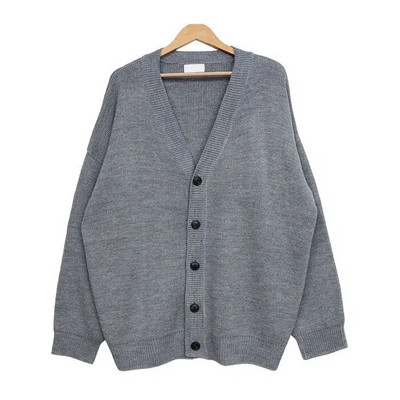 Novi jednobojni muški kardigan za jesen 2023., korejska verzija, džemper s gumbima i v-izrezom, kardigani, muški kaput, ležerni široki muški džemper