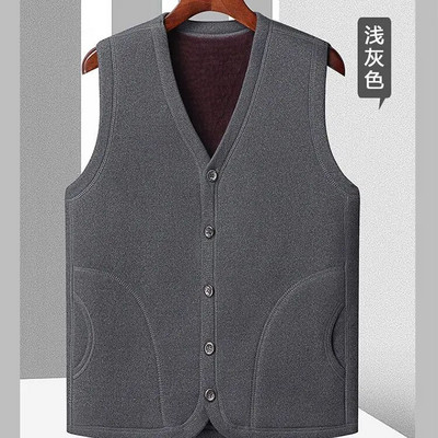 2023. muški modni prsluk od kašmira s V-izrezom, kratke tople jakne bez rukava, muški jednobojni ležerni prsluk