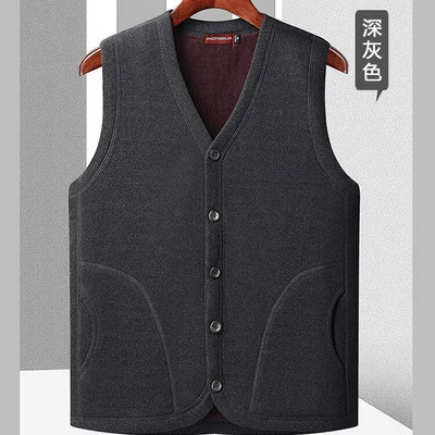 2023. muški modni prsluk od kašmira s V-izrezom, kratke tople jakne bez rukava, muški jednobojni ležerni prsluk