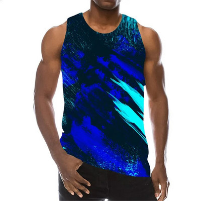 Dažomi vyriški trumpaplaukiai vasariniai be rankovių, gatvės stiliaus vyriška liemenė su 3D gradientu marginta Harajuku laisvalaikio bakeliai 6XL didesnio dydžio