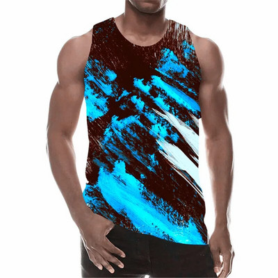 Dažomi vyriški trumpaplaukiai vasariniai be rankovių, gatvės stiliaus vyriška liemenė su 3D gradientu marginta Harajuku laisvalaikio bakeliai 6XL didesnio dydžio