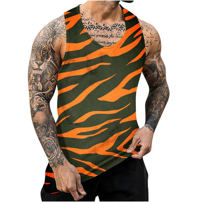 Nove modne majice bez rukava, ljetne majice u uličnom stilu, 3D ispis, pjegavi leopard, široki okrugli izrez, ležerna muška kampanja, top prsluk