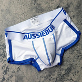 AUSSIEBUM Vyriški bokseriai U išgaubto dizaino strypo kelnaitės College stiliaus jaunystės vienspalviai seksualūs maži bokso šortai