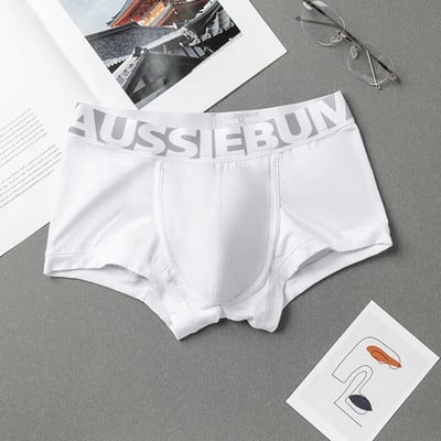 AUSSIEBUM Vyriški bokseriai U išgaubto dizaino strypo kelnaitės College stiliaus jaunystės vienspalviai seksualūs maži bokso šortai