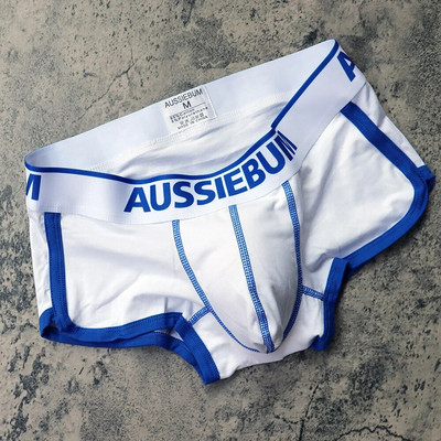 AUSSIEBUM Vyriški bokseriai U išgaubto dizaino strypo kelnaitės College stiliaus jaunystės vienspalviai seksualūs maži bokso šortai