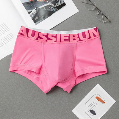 AUSSIEBUM Vyriški bokseriai U išgaubto dizaino strypo kelnaitės College stiliaus jaunystės vienspalviai seksualūs maži bokso šortai