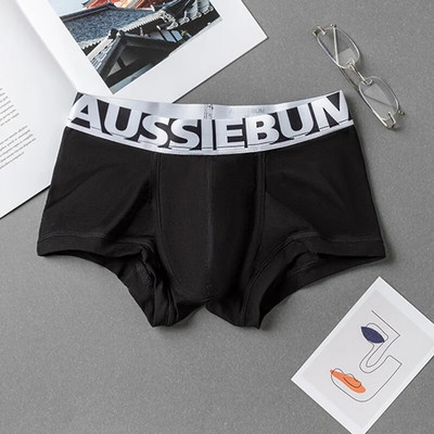 AUSSIEBUM Vyriški bokseriai U išgaubto dizaino strypo kelnaitės College stiliaus jaunystės vienspalviai seksualūs maži bokso šortai